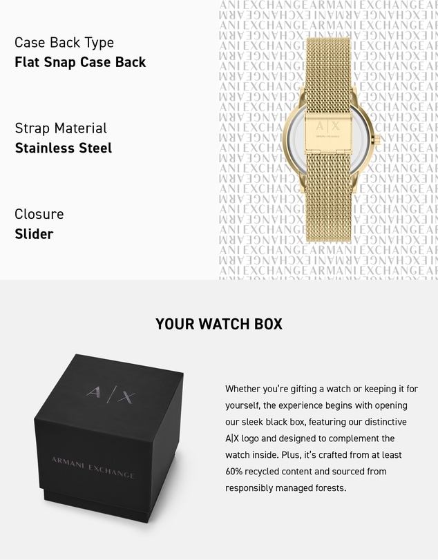 Armani Exchange - Gold Tone Analogue Watch