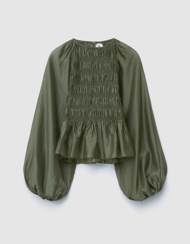 & Other Stories - Balloon-Sleeve Smocked Blouse