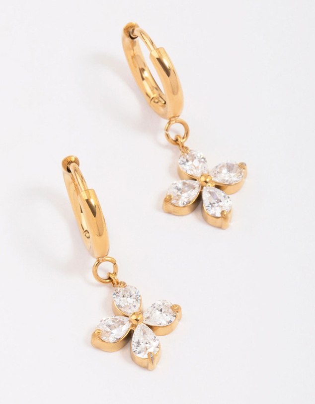 Lovisa - Gold Plated Surgical Steel Flower Huggie Hoop Earrings