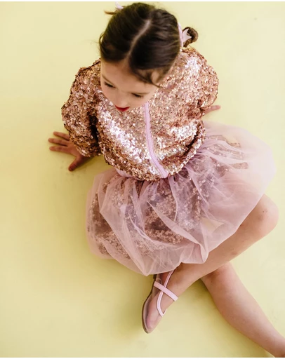 Rock Your Kid - Rebel Bubble Sequin Skirt in Champagne