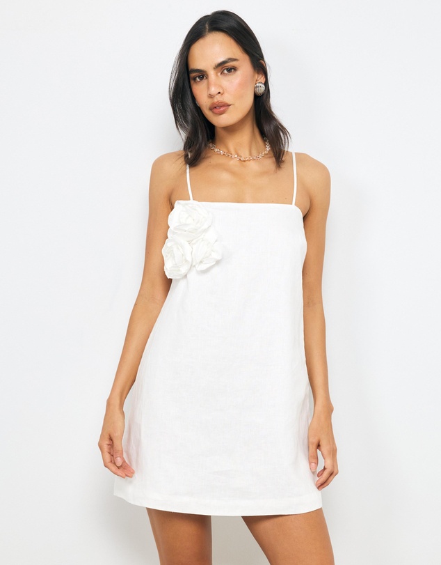 AERE - Mika Placement Flower Mini Dress