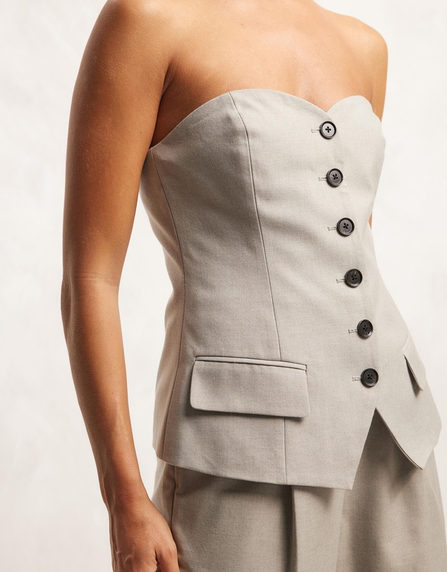 AERE - Button Up Strapless Top