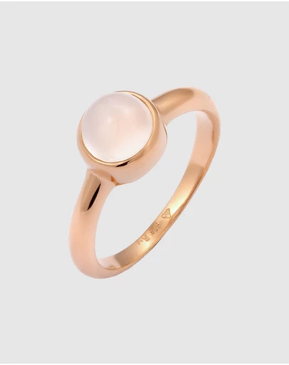 Elli Jewelry - Ring Moonstone Circle 925 Sterling Silver Rosegold