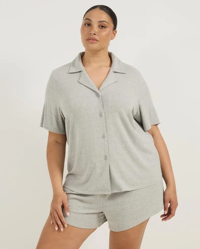 Atmos&Here Curvy - Darcey Soft Ribbed Short Sleeve Pyjama Set
