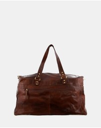 Pierre Cardin - Pierre Cardin Burnished Leather Multi-Compartment Overnight Bag