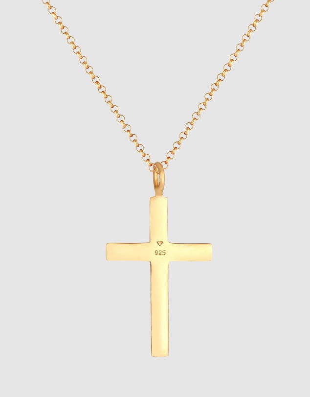 Kuzzoi - ICONIC EXCLUSIVE - Long Necklace with Cross Pendant in Gold-Plated 925 Sterling Silver