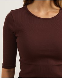 Atmos&Here - Organic Cotton Rib Quarter Sleeve Top