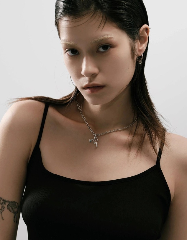 Graedance - Aries Aquamarine Pendant on Eclipse Necklace