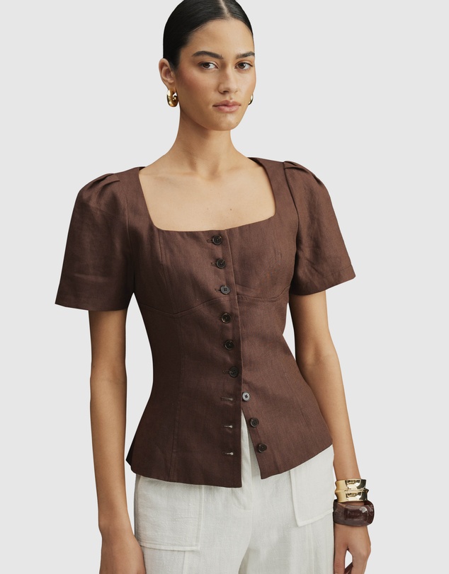 AERE - Audrey Short Sleeve Linen Vest