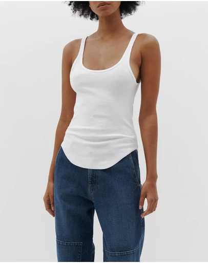 Bassike - slim scoop rib tank