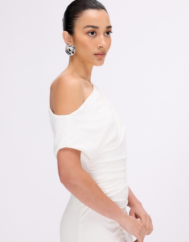 Revibe - Repaired Minima Esenciales Etta Jersey Off Shoulder Midi Dress - AU 10