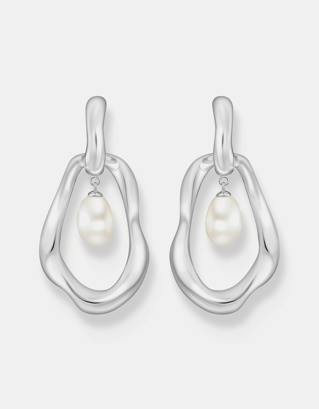 THOMAS SABO - THOMAS SABO Hoop Earrings with Freshwater Pearls In Silver