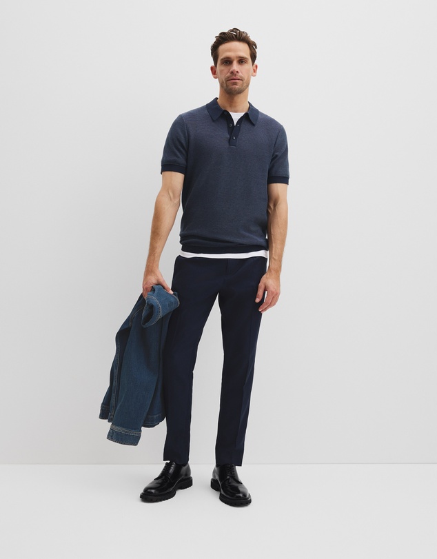 Country Road - Cotton Blend Silk Textured Knit Polo