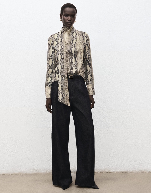 M.N.G - Animal-Print Blouse With Scarf