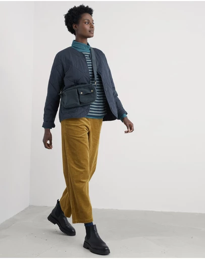 Seasalt - Seasalt Cornwall Navy Swift Barn Organic Cotton Quilted Jacket