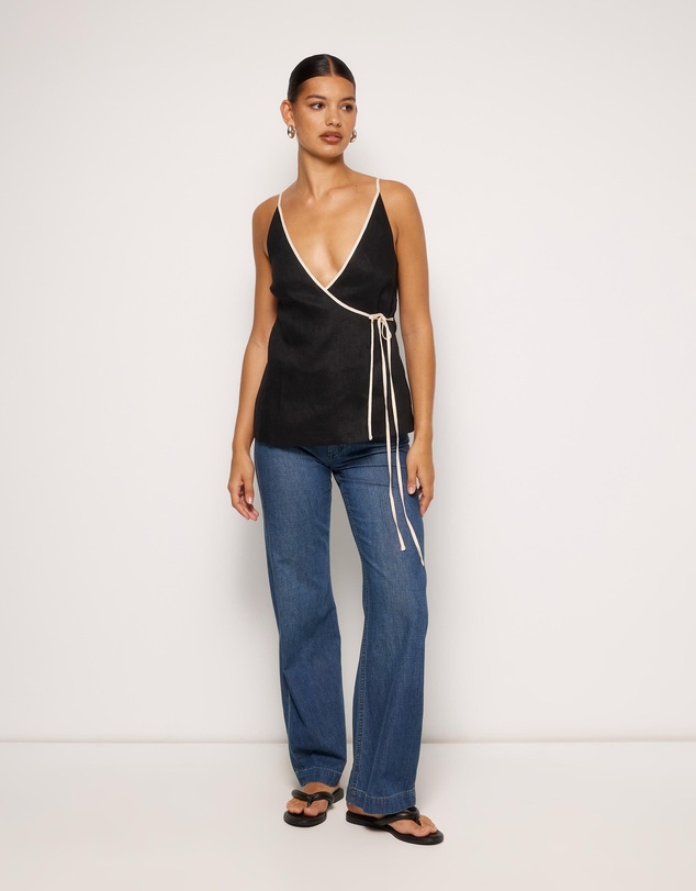 AERE - Linen Wrap Top