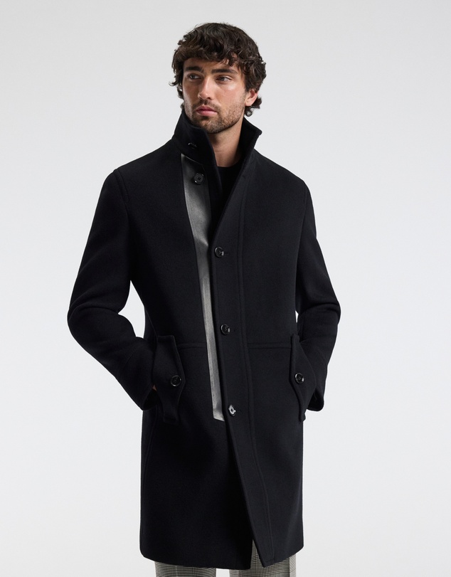 Calibre - Wool Funnel Neck Coat Black