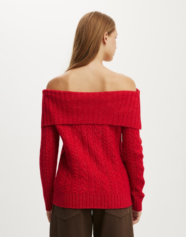Cotton On - Fluffy Cable Off Shoulder Knit