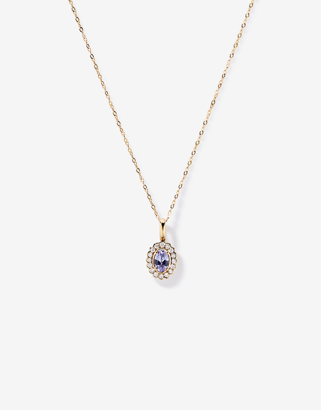 Michael Hill - Tanzanite & 0.15TW of Diamond Halo Pendant with Chain in 10kt Yellow Gold