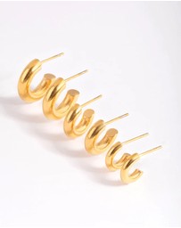 Lovisa - Waterproof Gold Plated Stainless Steel Mixed Hoop Earring Pack