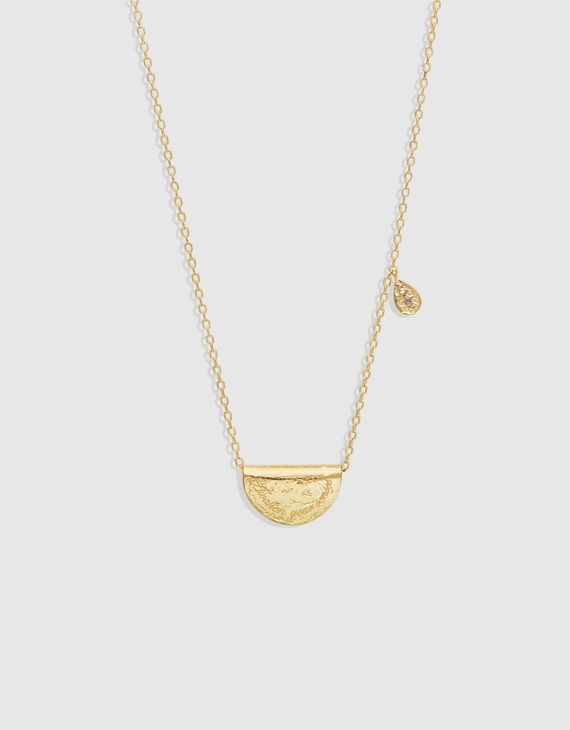 By Charlotte - Gold Lotus Birthstone Necklace - February