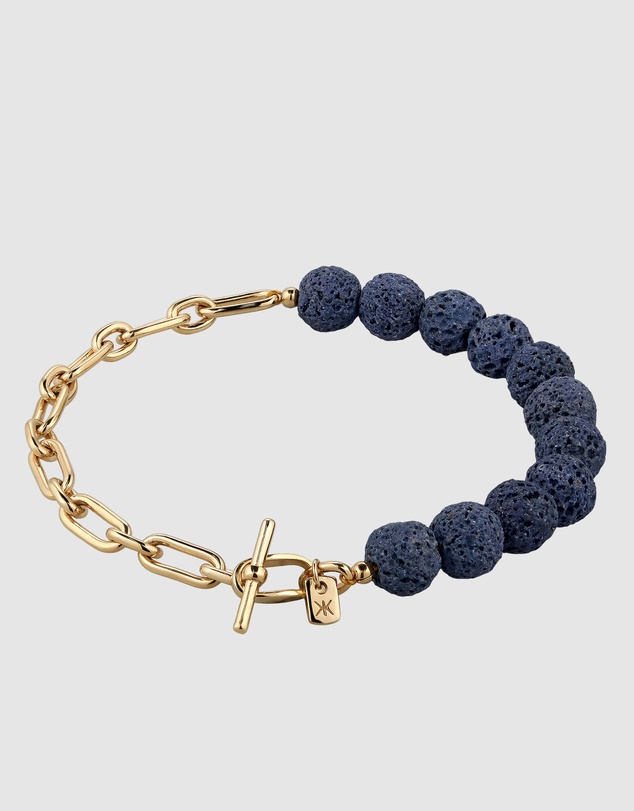 Kuzzoi - ICONIC EXCLUSIVE - Blue Lava Oval Link Chain Bracelet in Gold-Plated 925 Silver