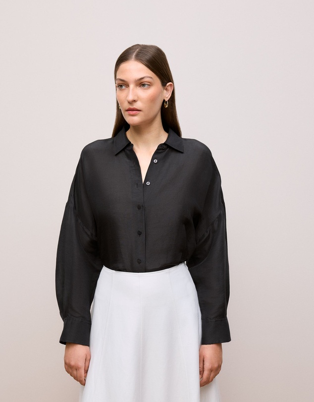 Trenery - Linen Silk Resort Shirt in Black