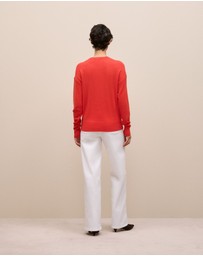 Trenery - Merino Cashmere Forward Shoulder Seam Crew in Spice Red