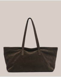 VESTIRSI - Mia Dark Chocolate Suede East West Slouchy Tote