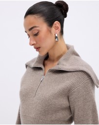 Minima Esenciales - Cyro Merino Wool Cashmere Blend Zip Knit Jumper