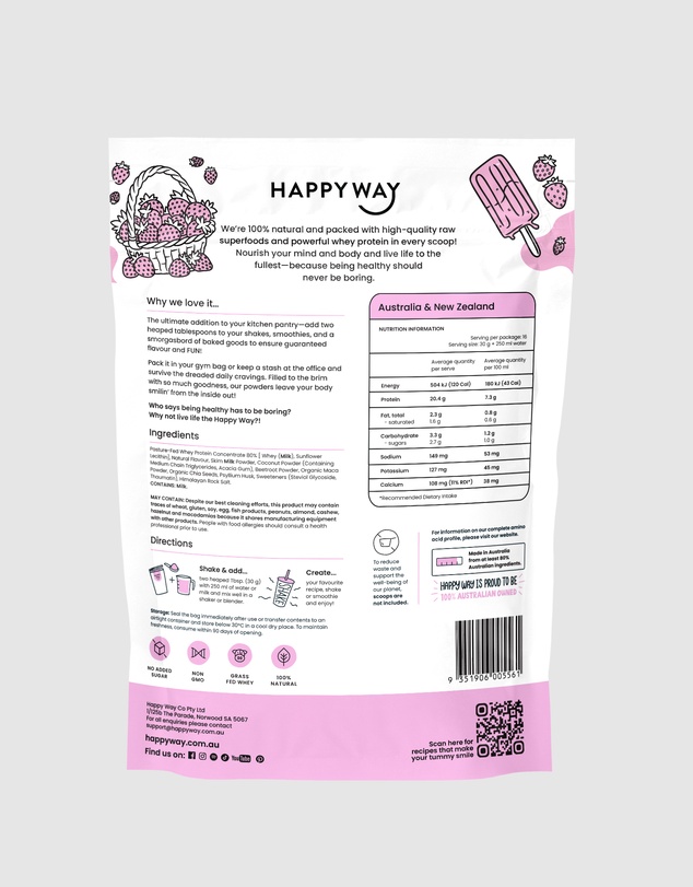 Happy Way - Strawberry Whey Protein Powder
