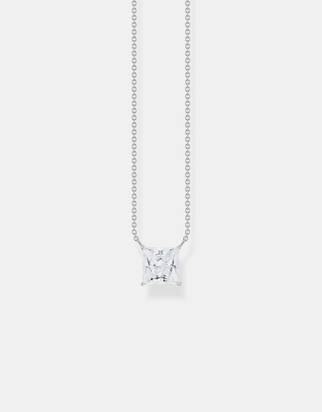 THOMAS SABO - Necklace with square stone pendant in white silver