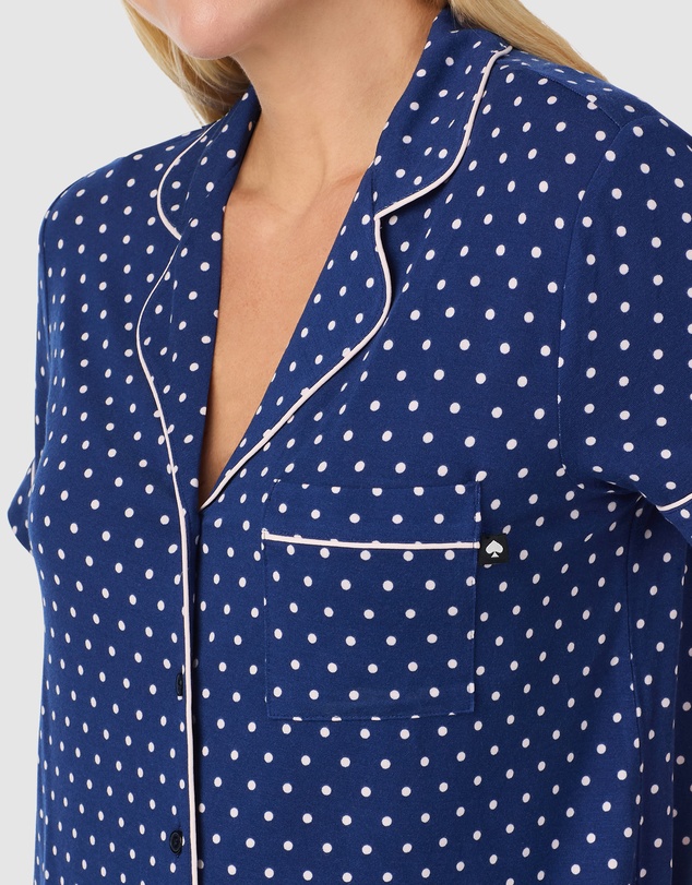 Kate Spade - Printed Modal Button Up Short Sleeve Long Pyjama Set