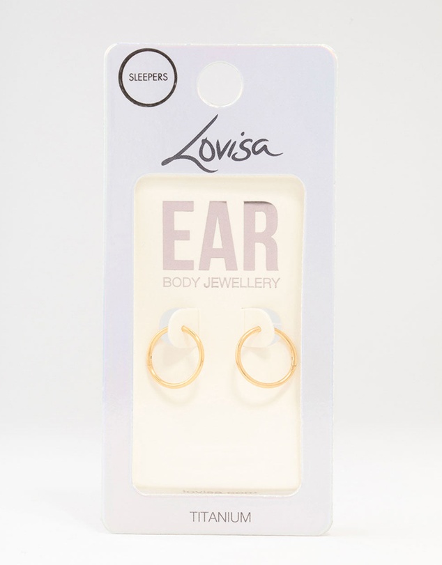 Lovisa - Gold Plated Titanium Sleeper Earrings 12 MM
