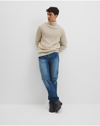 Country Road - Australian Good Earth Cotton Wool Blend Textured Roll Neck Knit