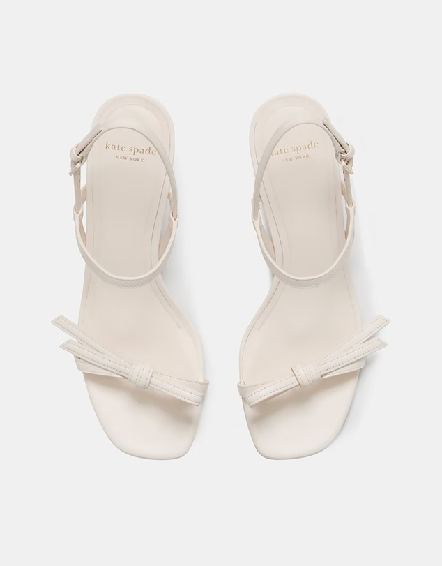 Kate Spade - Loop Smooth Leather Kitten Heel Sandals