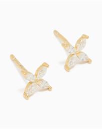 Lovisa - Waterproof Gold Plated Stainless Steel Cubic Zirconia Flower Stud Earrings