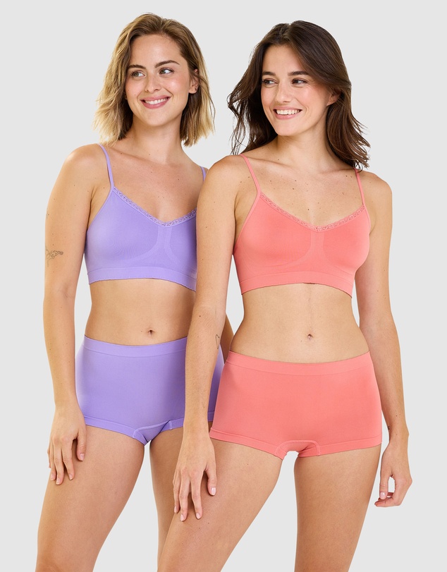 Billet Doux - Zen Attitude Crop Top Style Wirefree Bralette - 2 Pack