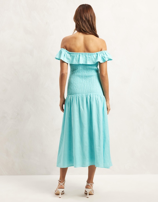 AERE - Frill Shirred Midi Dress