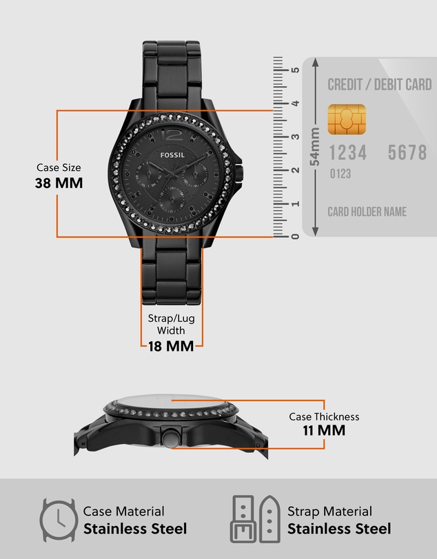 Fossil - Riley Black Chronograph Watch