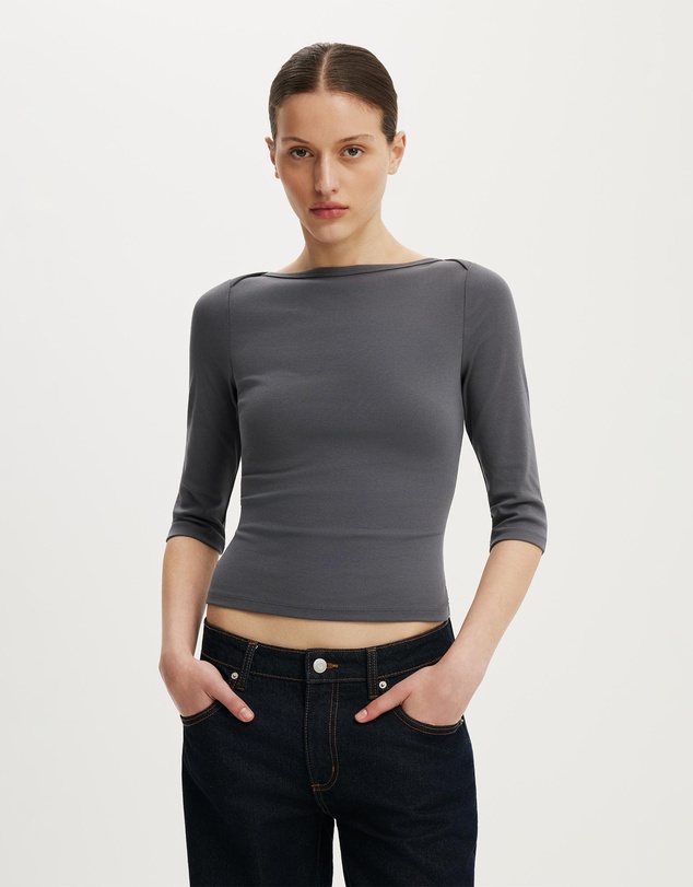 Cotton On - 90S Boatneck ¾ Sleeve