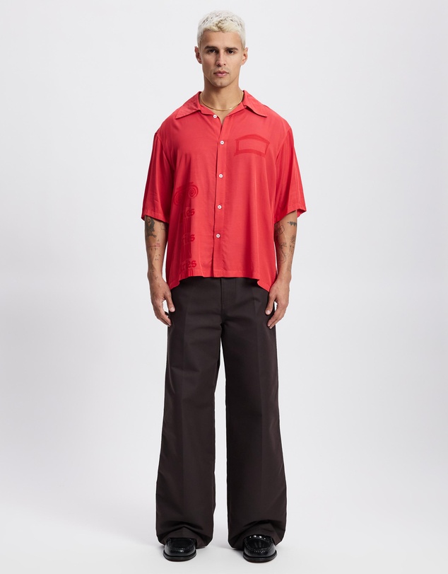 Aries - Ancient Column Satin Viscose Hawaiian Shirt