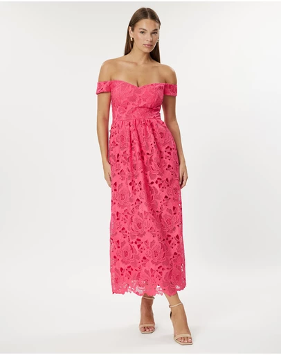 Romance by Honey and Beau - Eve Off Shoulder Midi Dress