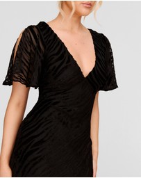 Six Stories - Animal Devore Flutter Sleeve Maxi Dress