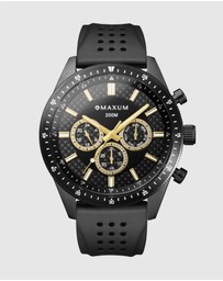 Maxum - Lansdowne Multifunction Chrono Black Case & Dial With & Black Silicone Band