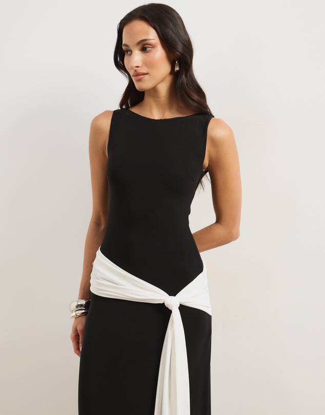 Atmos&Here - Lacey Contrast Mesh Midi Dress