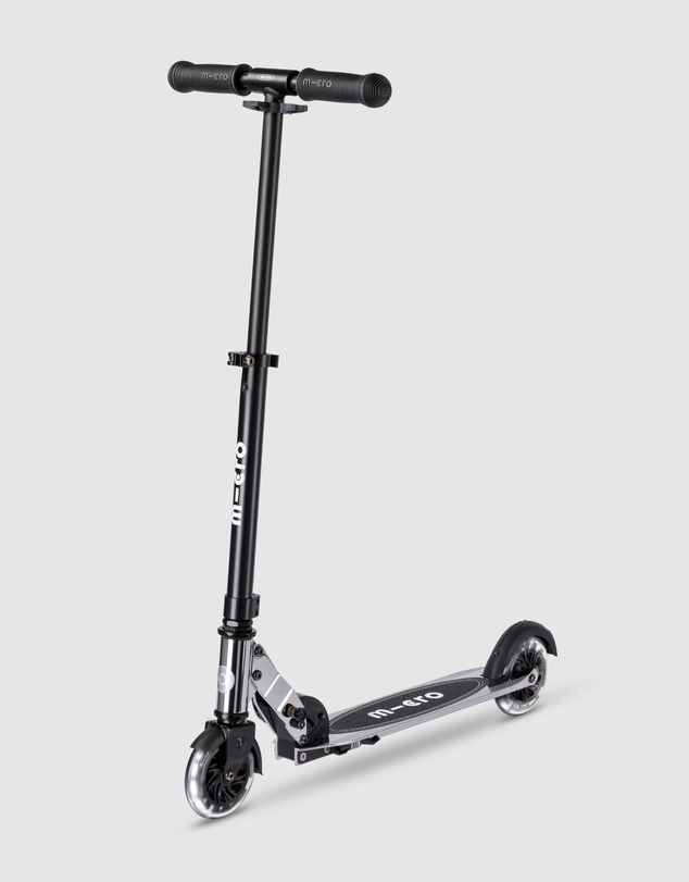 Micro Scooters - Micro Sprite Silverchrome 2 Wheel Folding Scooter with LED wheels