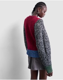 TOPSHOP - Knitted Twist Yarn Patchwork Volume Sleeve Jumper