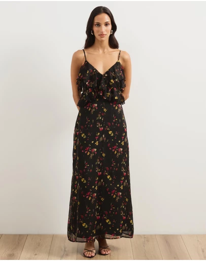 Atmos&Here - Goldie Long Midi Dress With Ruffle Detail