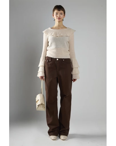 Glamorous - Boatneck bell sleeve ruffle jumper